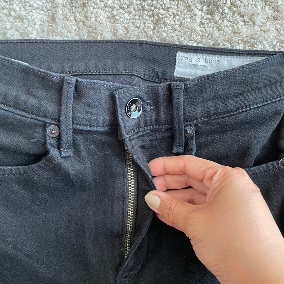 rag & bone Jean Womens High Rise Elephant Bell Flare Leg w/ slit Size 25 Black - Picture 8 of 15